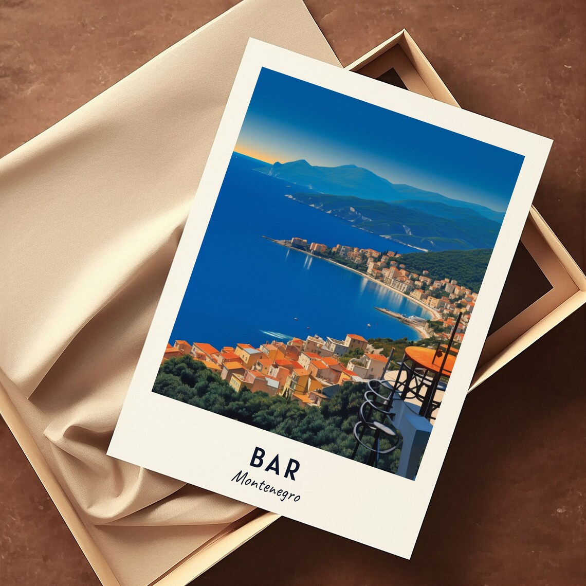 Bar Montenegro Adriatic Bay Coastal Town Sunset Travel Poster - Image 3