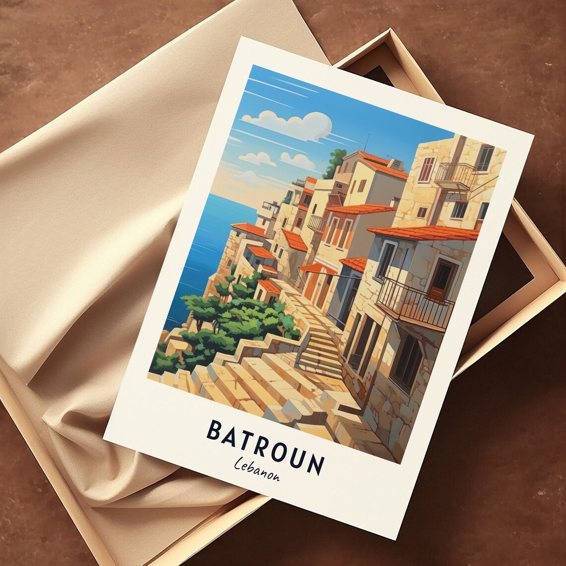 Batroun Lebanon Old Stone Town Grand Staircase By The Sea Poster - Image 3
