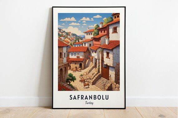 Safranbolu Turkey Old Town Cobbled Street With Horses Travel Poster