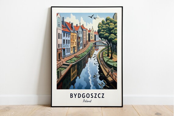 Bydgoszcz Poland Riverside Houses Canal Daytime Travel Poster