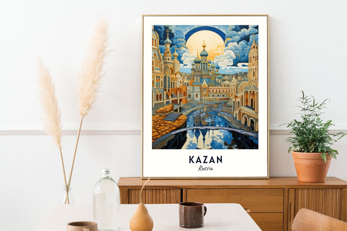 Kazan Kremlin Colorful Onion Dome Cathedrals Russia Travel Poster - Image 2