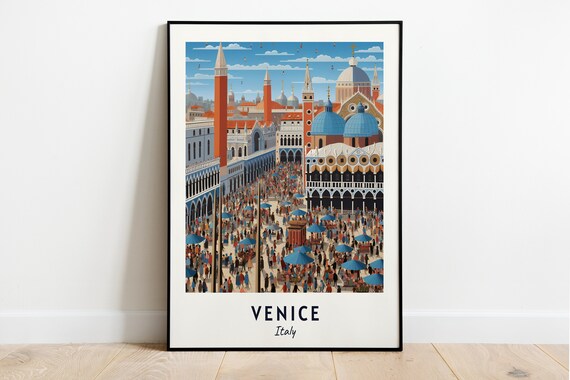 Venice Italy Saint Marks Square Classic Travel Poster Home Decor