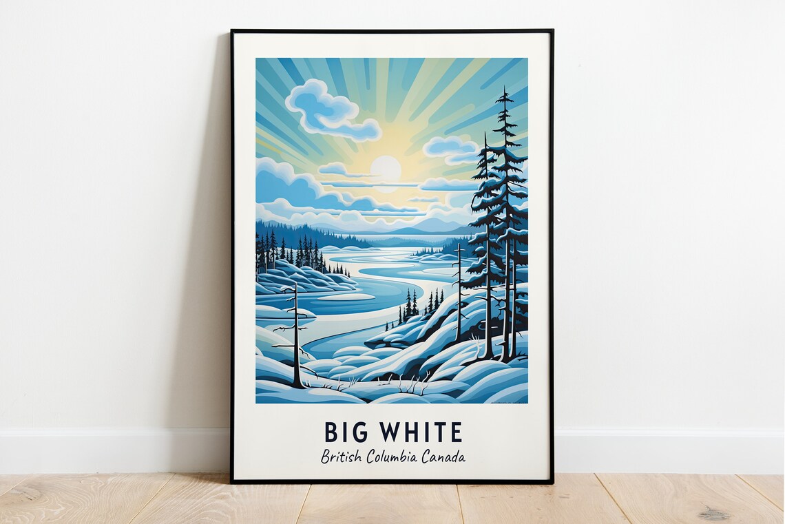 Big White British Columbia Canada Snowy Ski Resort Travel Poster