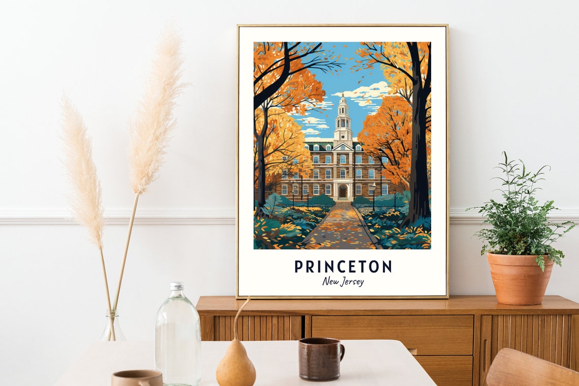 Princeton New Jersey Autumn Campus University Hall Pathway Poster - Image 2