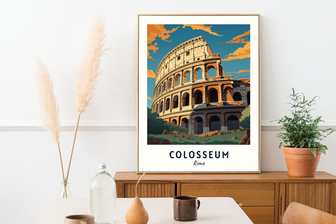Colosseum Rome Ancient Amphitheater Golden Sunset Travel Poster - Image 2