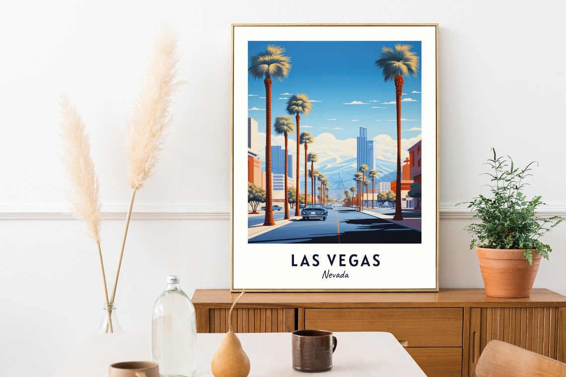 Las Vegas Travel Print Wall Art Las Vegas Nevada City Print Las Vegas Travel Gift Las Vegas City Poster Travel Gift - Image 2