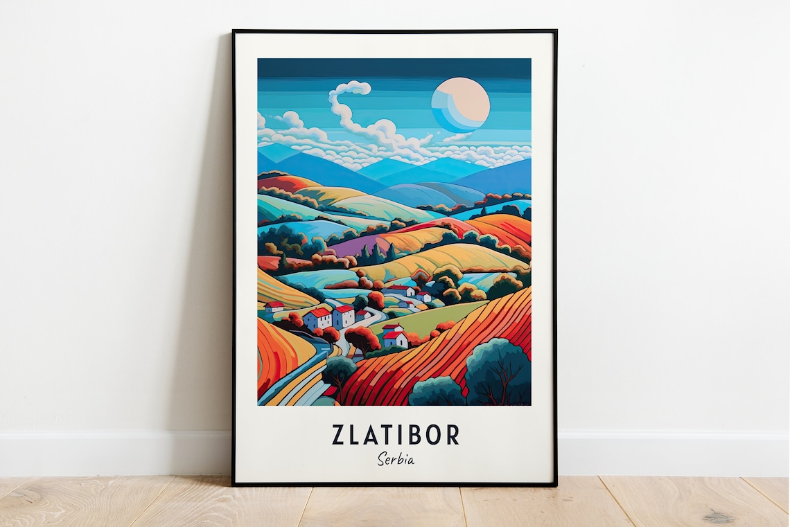 Zlatibor Mountain Travel Poster, Serbia Landscape