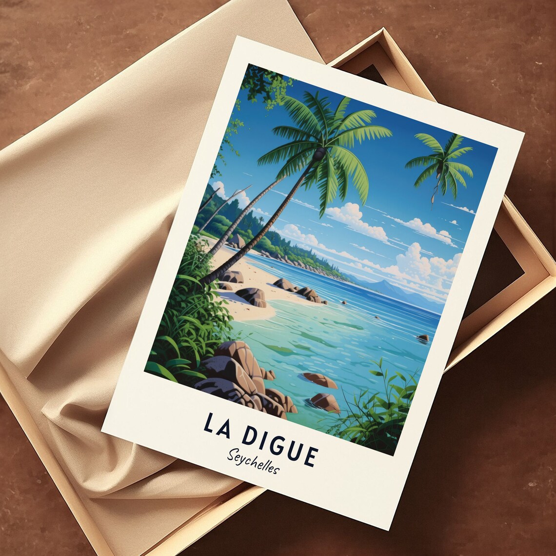 La Digue Travel Poster, Seychelles Island View - Image 3