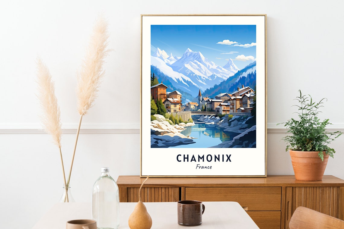 Chamonix France Riverside Valley Town Under Mont Blanc Poster - Image 2