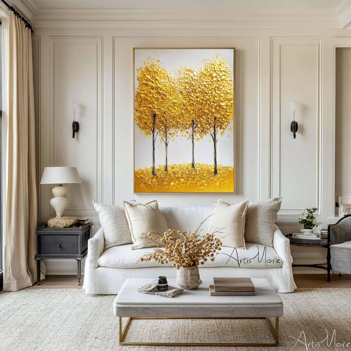 Golden Tree Of Life Gold Leaf Canopy Textured Canvas Art Poster - Image 2