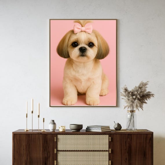 Shih Tzu Wall Art Cute Dog Portrait Puppy Print For Pet Loversshih Decor Moms Nursery Poster
