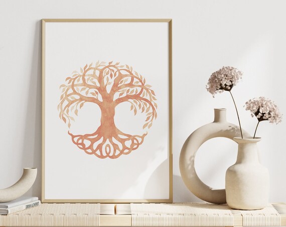 Terracotta Tree of Life Mandala Roots Yoga Meditation Wall Art