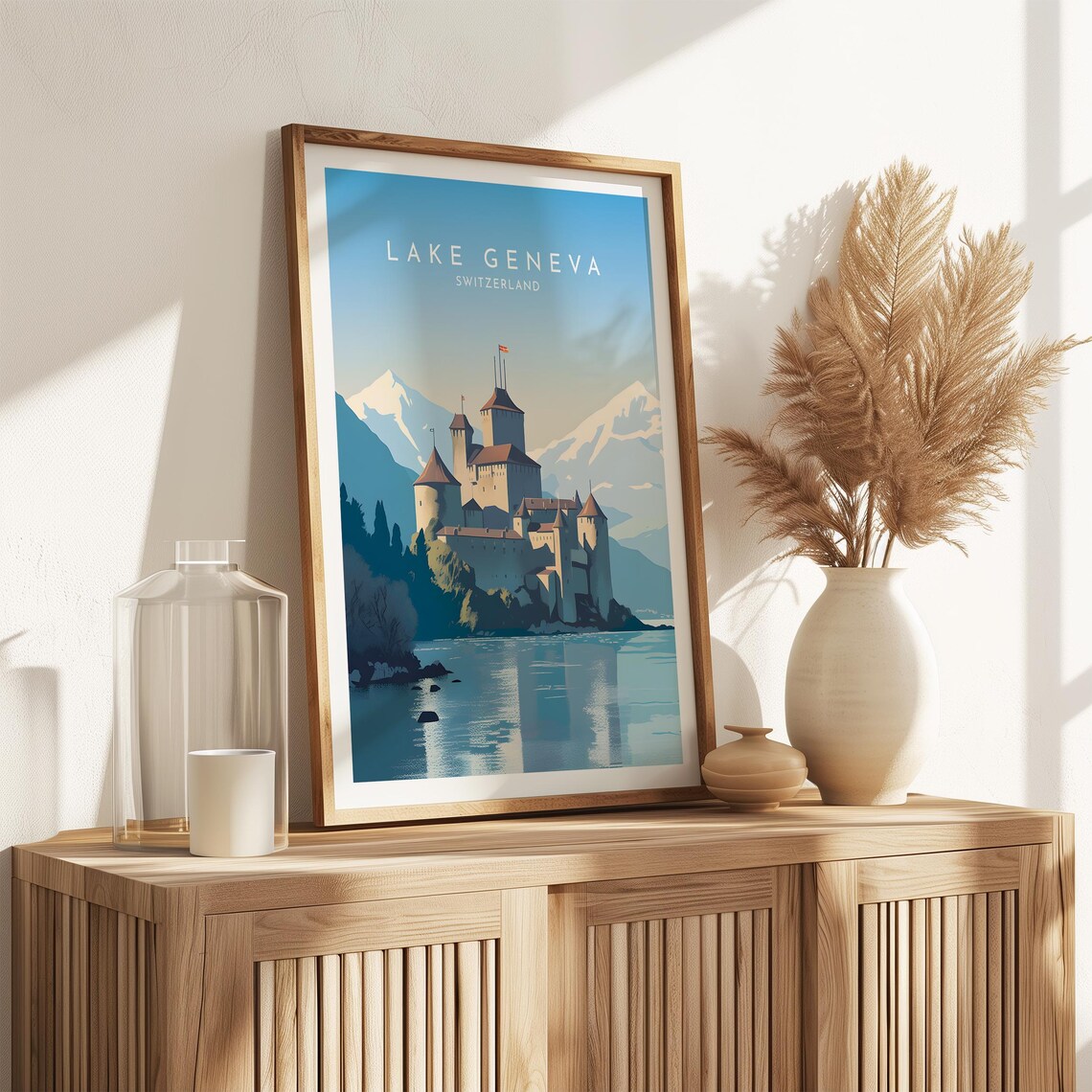 Lake Geneva Travel Poster, Switzerland Home Decor - Image 2