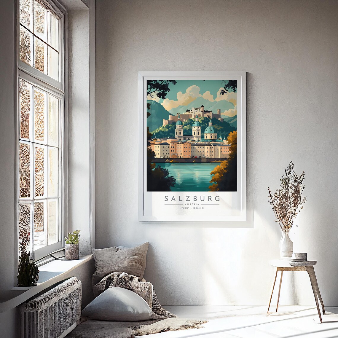 Salzburg Austria Old Town Fortress River Alpine View Travel Poster - Image 4