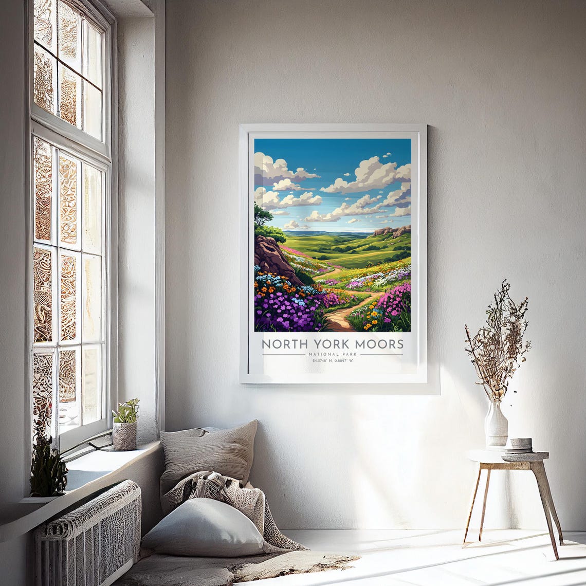 North York Moors Wildflower Path Rolling Hills Travel Poster - Image 4
