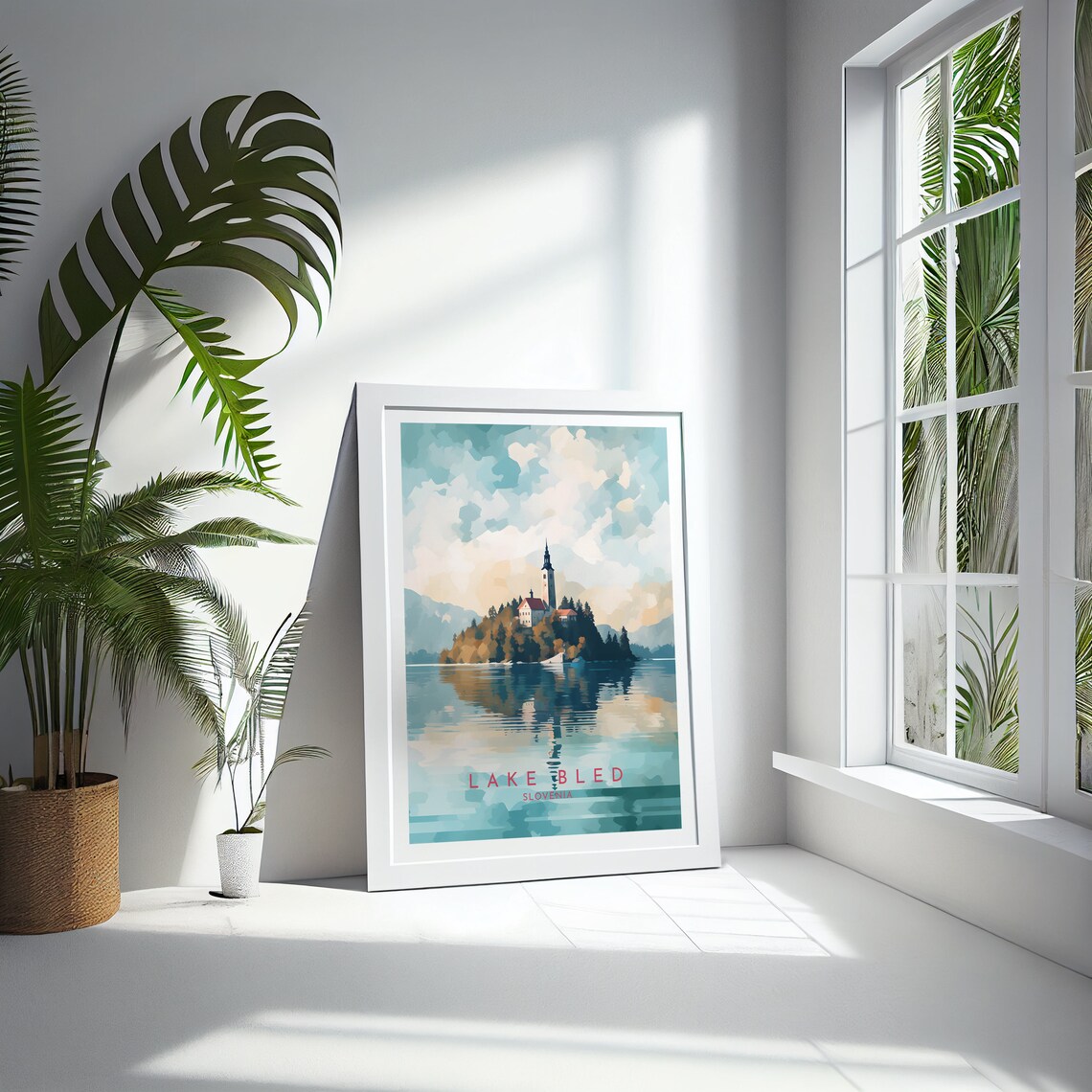 Lake Bled Slovenia Island Church Mountain Reflection Calm Poster - Image 4