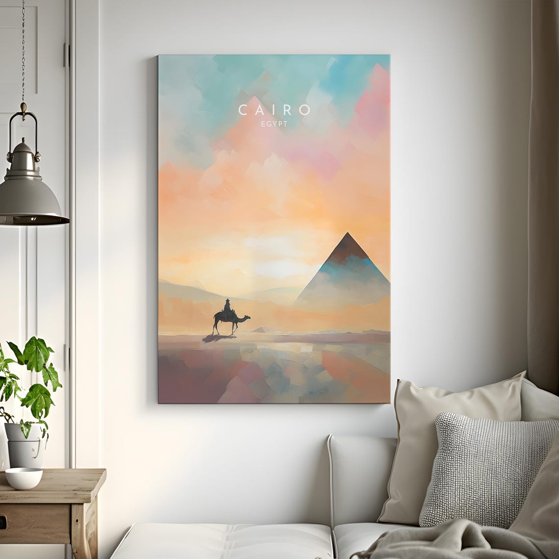 Cairo Egypt Pyramid Camel Desert Sunset Travel Poster with Pyramid - Image 3