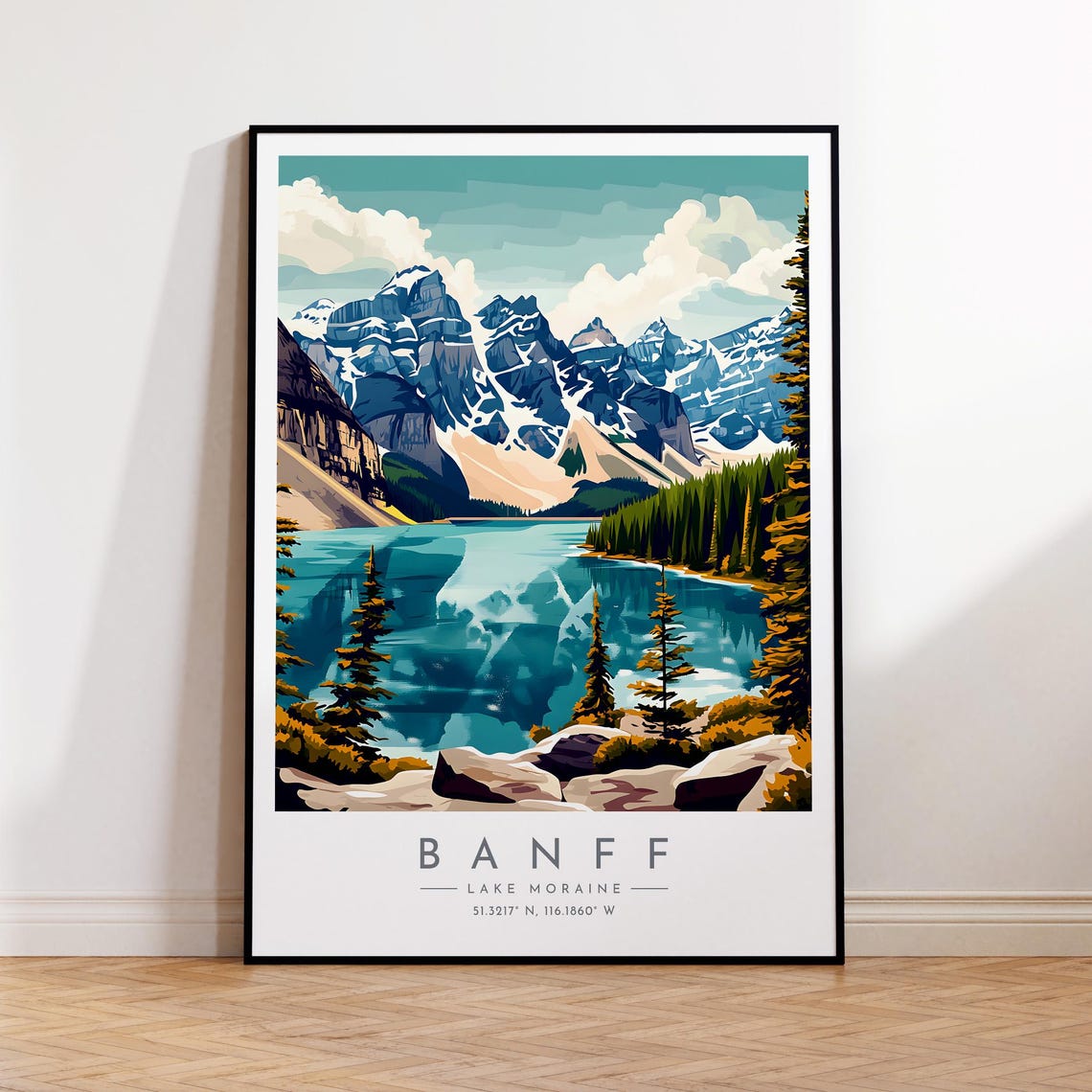Banff Canada Lake Moraine Rocky Mountains Turquoise Lake Poster