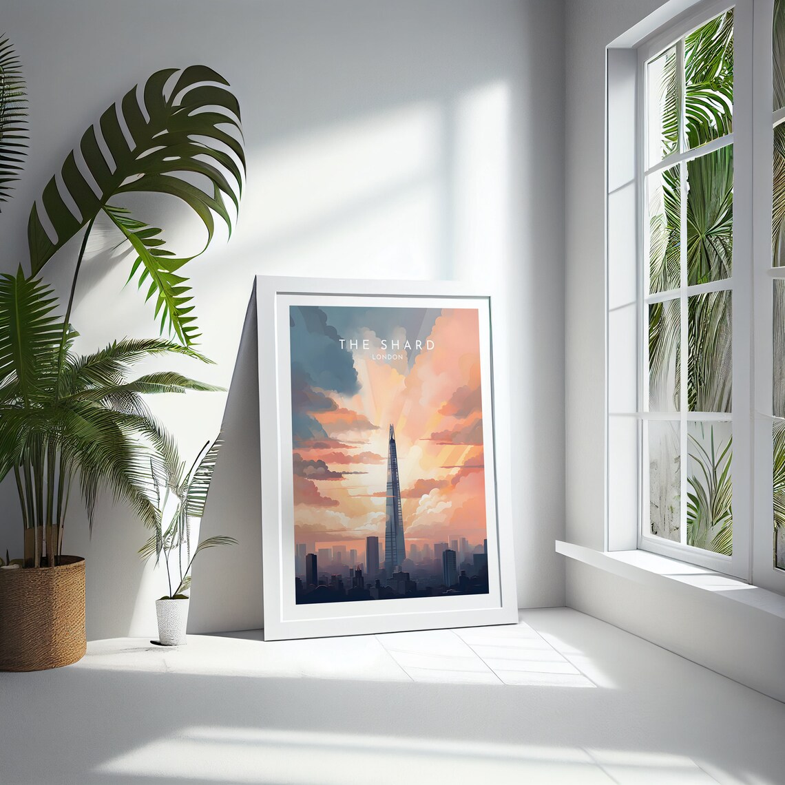 The Shard London Sunset Sky Peach Clouds Tower Silhouette Poster - Image 4