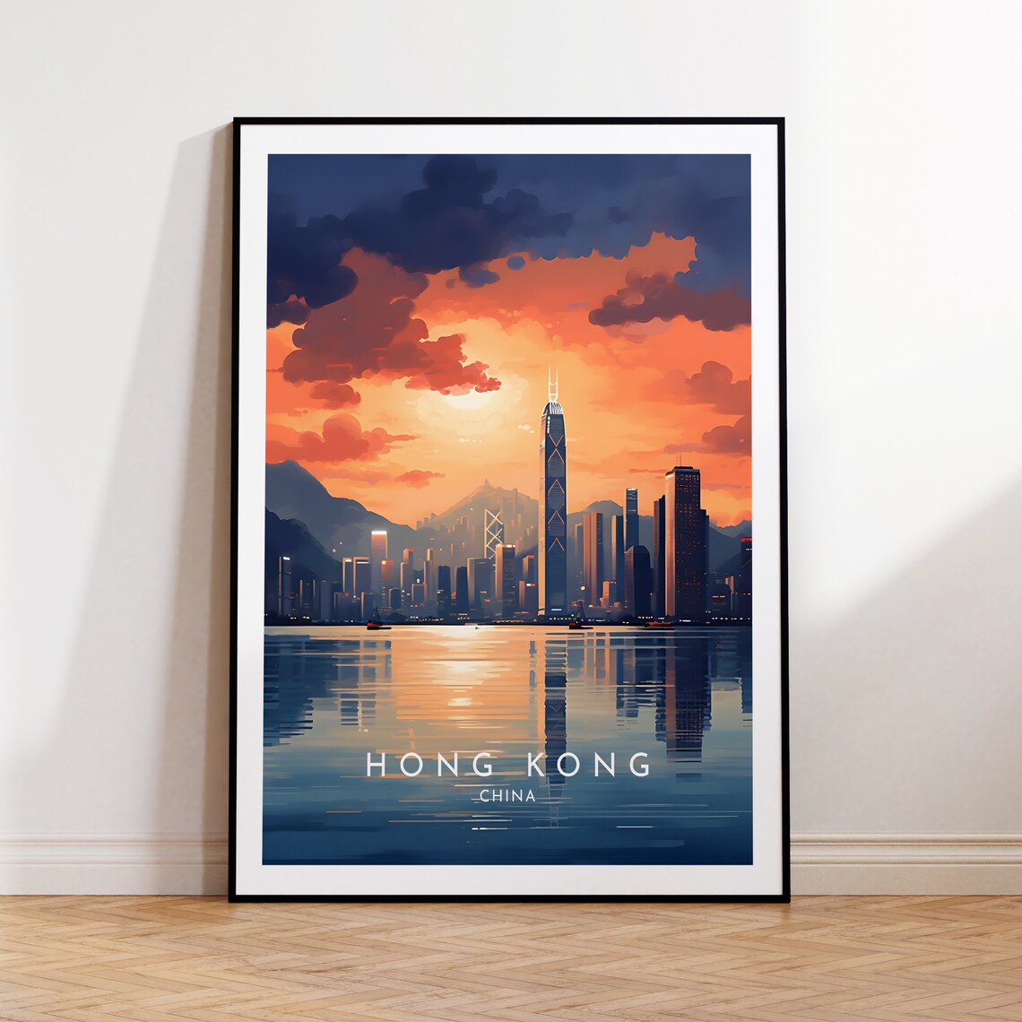 Hong Kong Travel Poster, China Home Decor Gift
