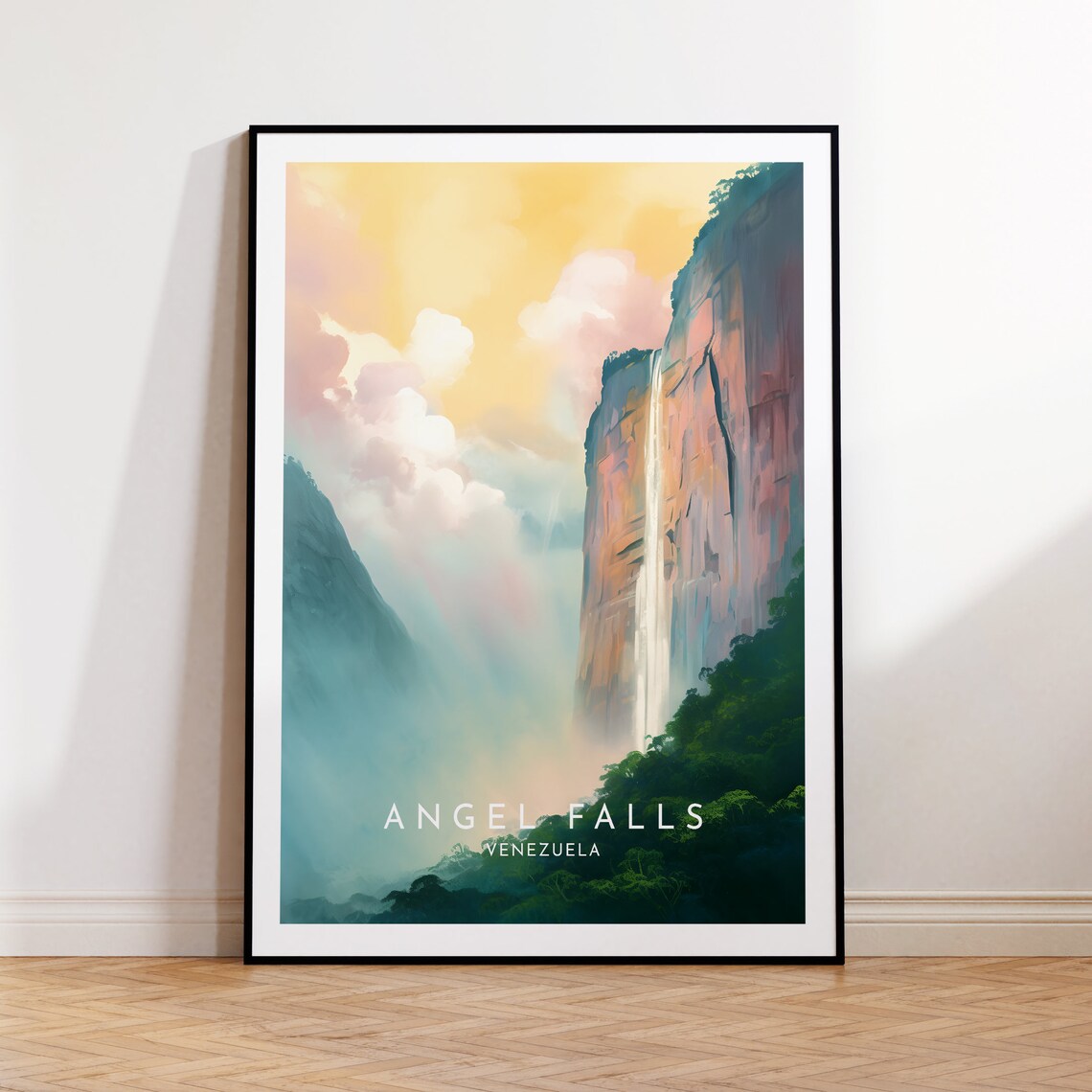 Angel Falls Travel Poster, Venezuela Landscape