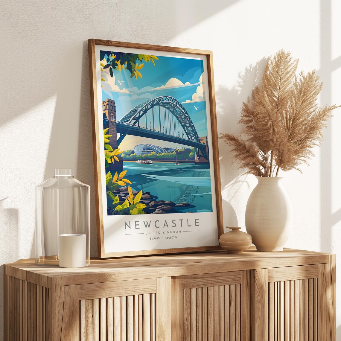 Newcastle Tyne Bridge Sunset Golden Hour England Travel Poster - Image 3