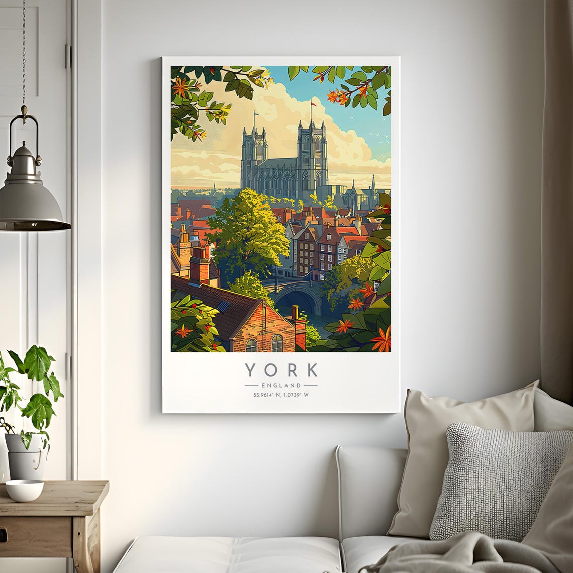 York England York Minster Old Town Rooftops Autumn Day Poster - Image 2