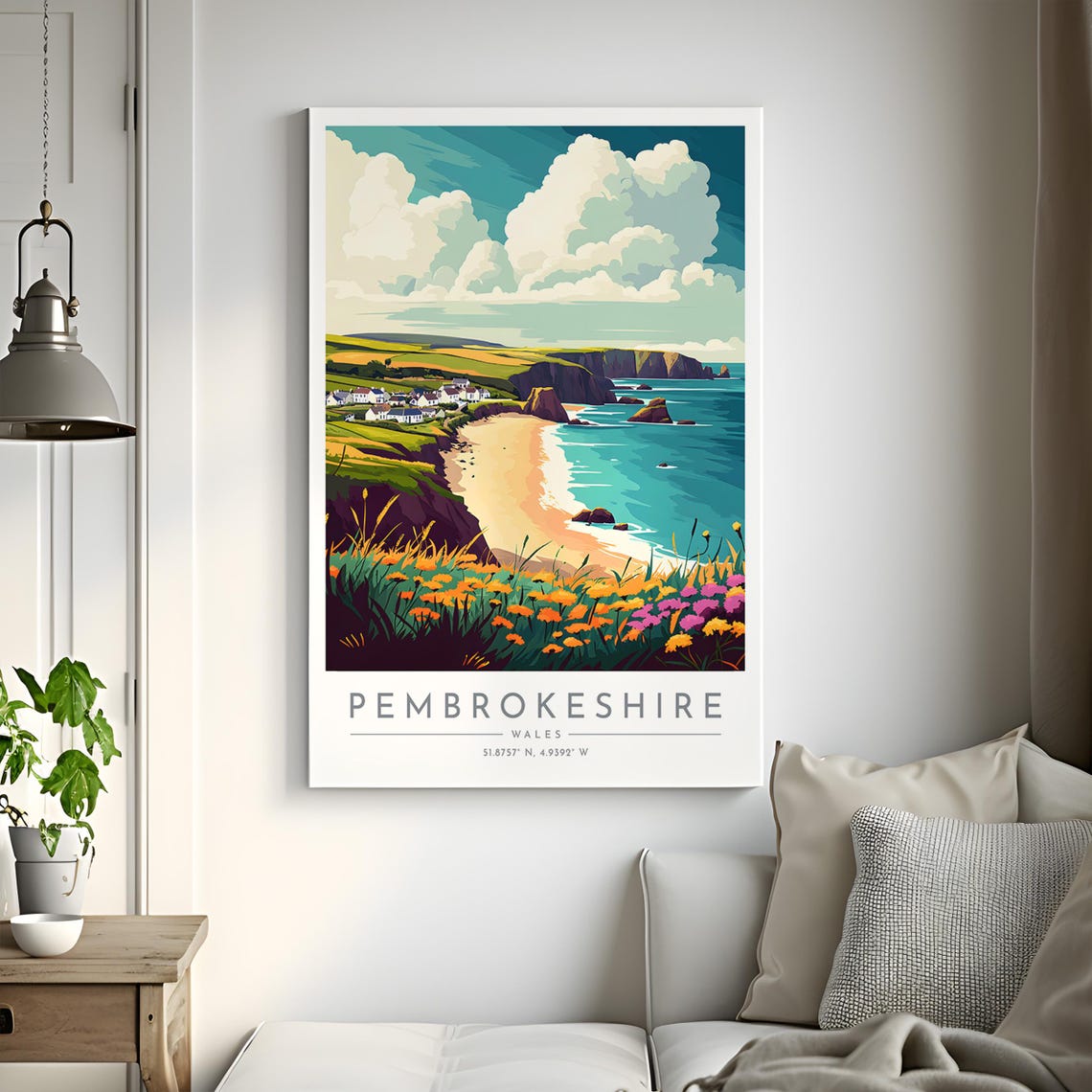 Pembrokeshire Wales Sandy Cove Sea Cliffs Wildflower Coast Poster - Image 2