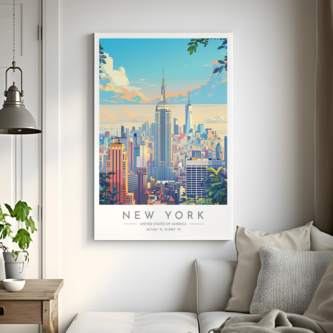 New York City Empire State Coordinates Modern Travel Poster Art - Image 2