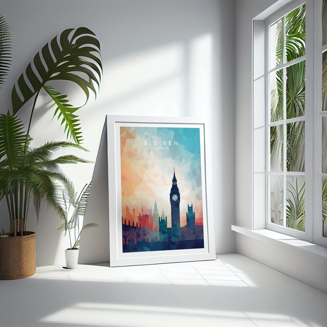 Big Ben London Geometric Sunset Skyline Landmark Travel Print - Image 4