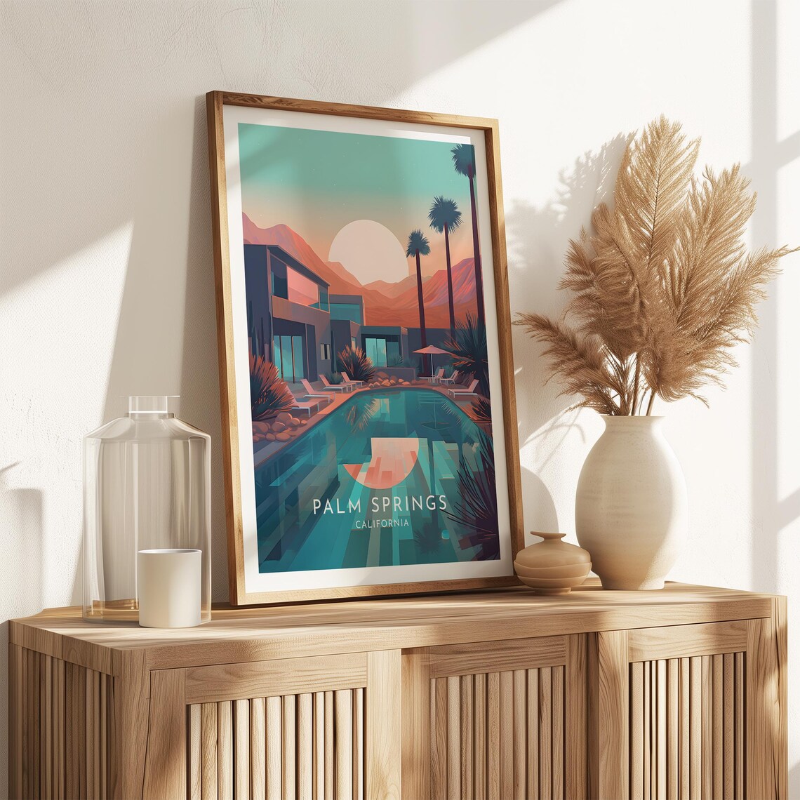 Palm Springs California Mid Century Villa Pool Sunset Poster - Image 2