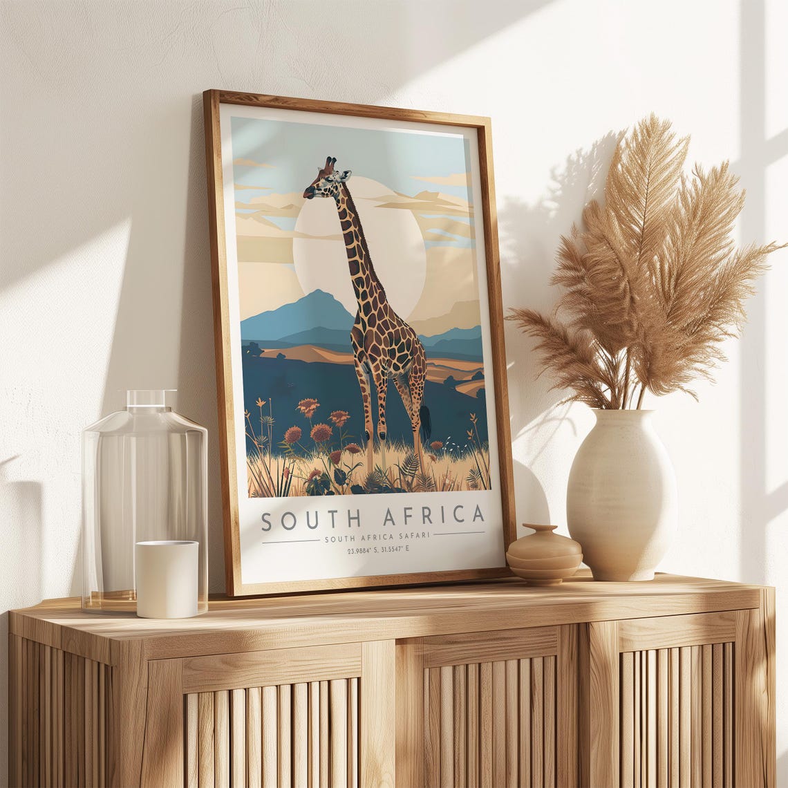 South Africa Safari Travel Poster South Africa South Africa Safari Travel Print Home Decor Print Framed Or - Image 3