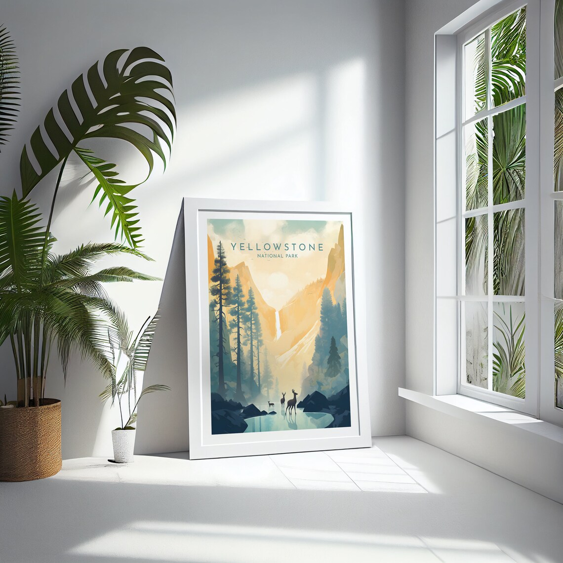 Yellowstone Travel Poster, Wyoming Yellowstone Falls - Image 4