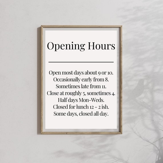Funny Office Opening Hours Print Office Wall Decor Funny Office Decor Rude Office Slogan Funny Quotes Wall Art Rude Quote Print
