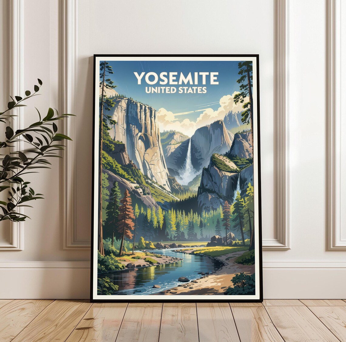 Yosemite United States National Park Travel Poster of Valley Falls