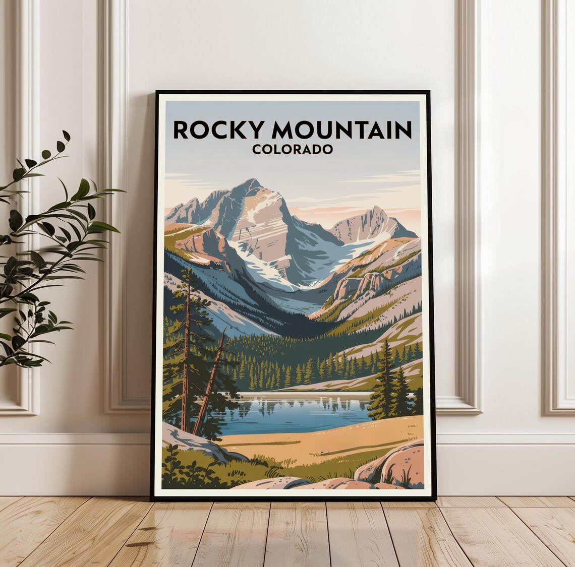 Rocky Mountain Colorado Travel Snowy Peaks Alpine Lake Scene Art Poster