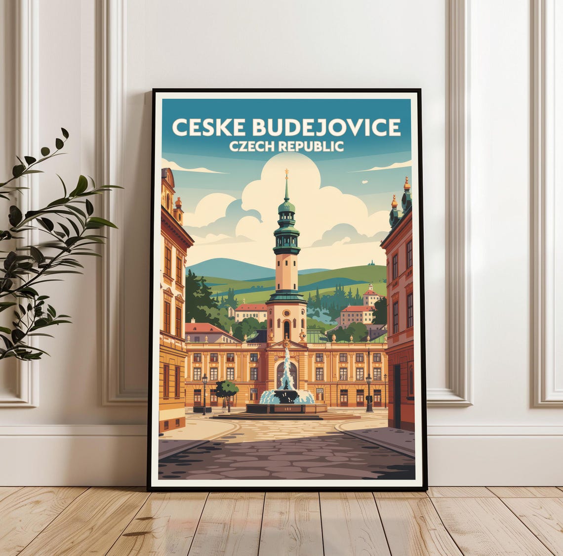 Ceske Budejovice Town Hall Tower Square Czech Republic Poster
