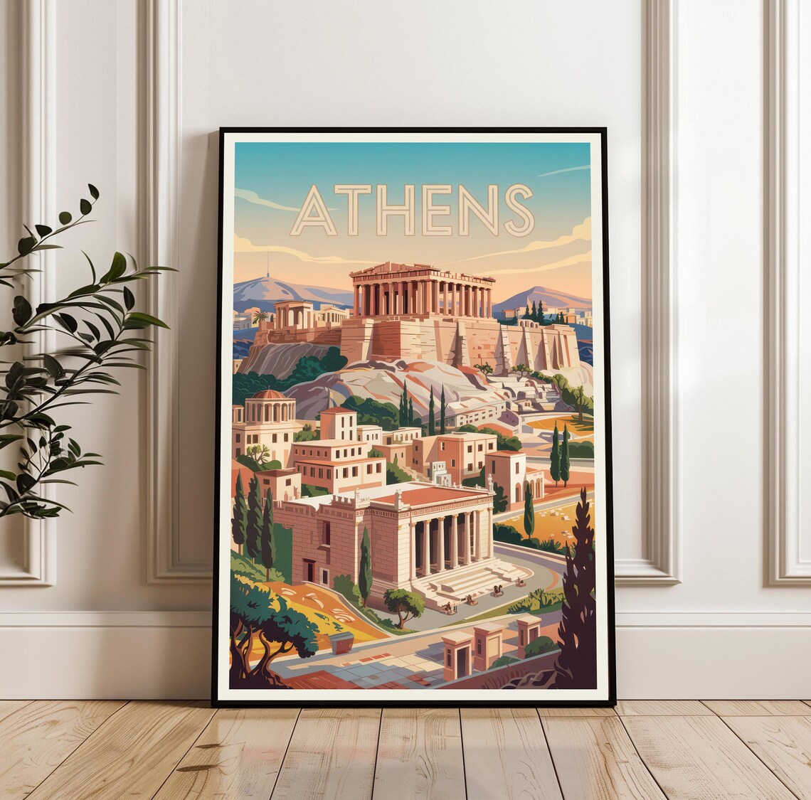 Athens Greece Parthenon On The Acropolis Vintage Travel Poster