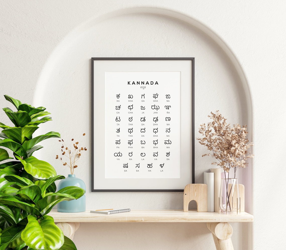 Kannada Alphabet Print, Educational Chart