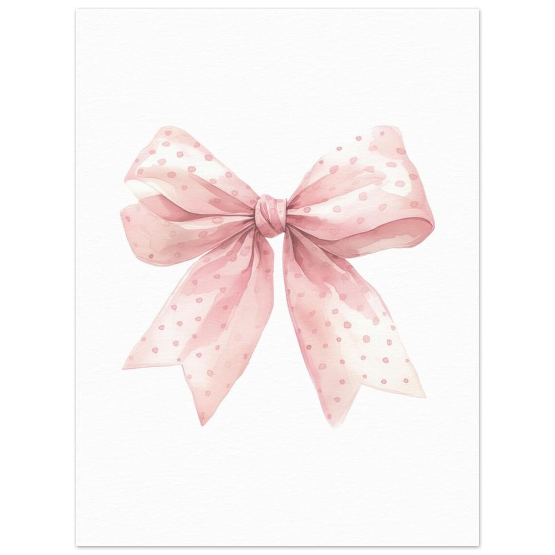 Light Pink Dotted Bow Watercolor Coquette Feminine Nursery Art Print - Image 3