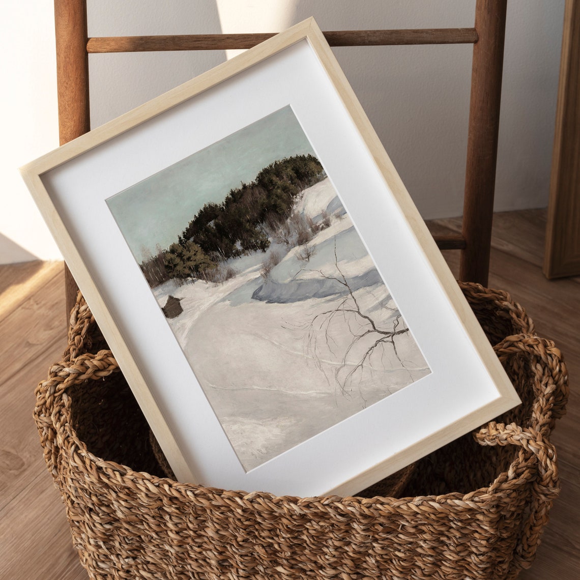 Winter Road Art Print Unframed Winter Landscape Oil Painting Print Snowy Winter Art Vintage Winter Landscape French Country Art Print - Image 2