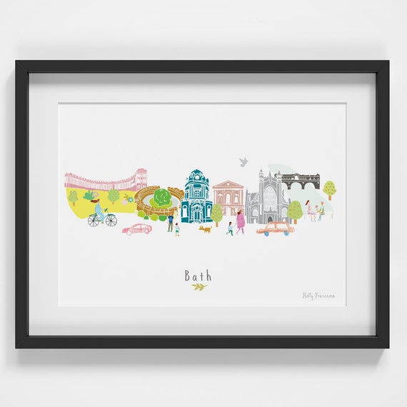 Bath Skyline Cityscape Landmarks Art Print