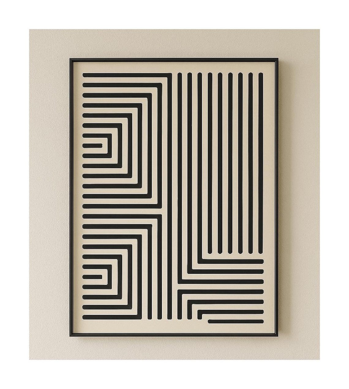 Minimalist Black Geometric Line Pattern Modern Abstract Art Poster