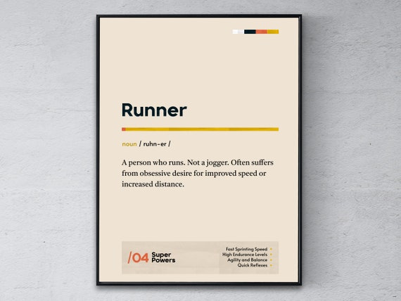 Runner Definition Poster Sprinter Coworker Wall Art Jogger Graduation Print Funny Modern Office Gift
