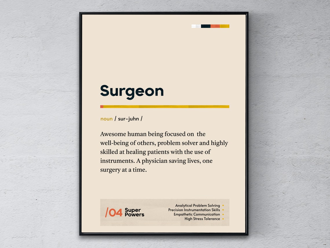 Surgeon Funny Dictionary Definition Medical Graduate Gift Poster