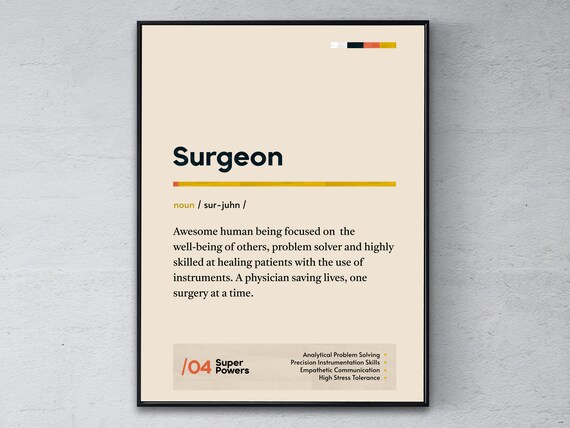 Surgeon Funny Dictionary Definition Medical Graduate Gift Poster