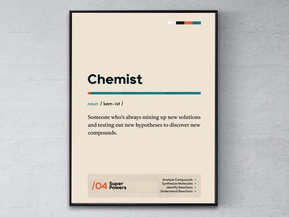 Chemist Definition Poster Pharmacist Graduation Print Apothecary Coworker Wall Art Funny Modern Office Gift