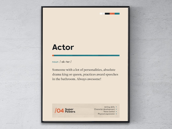 Funny Actor Dictionary Definition Poster for Theater and Stage Gifts