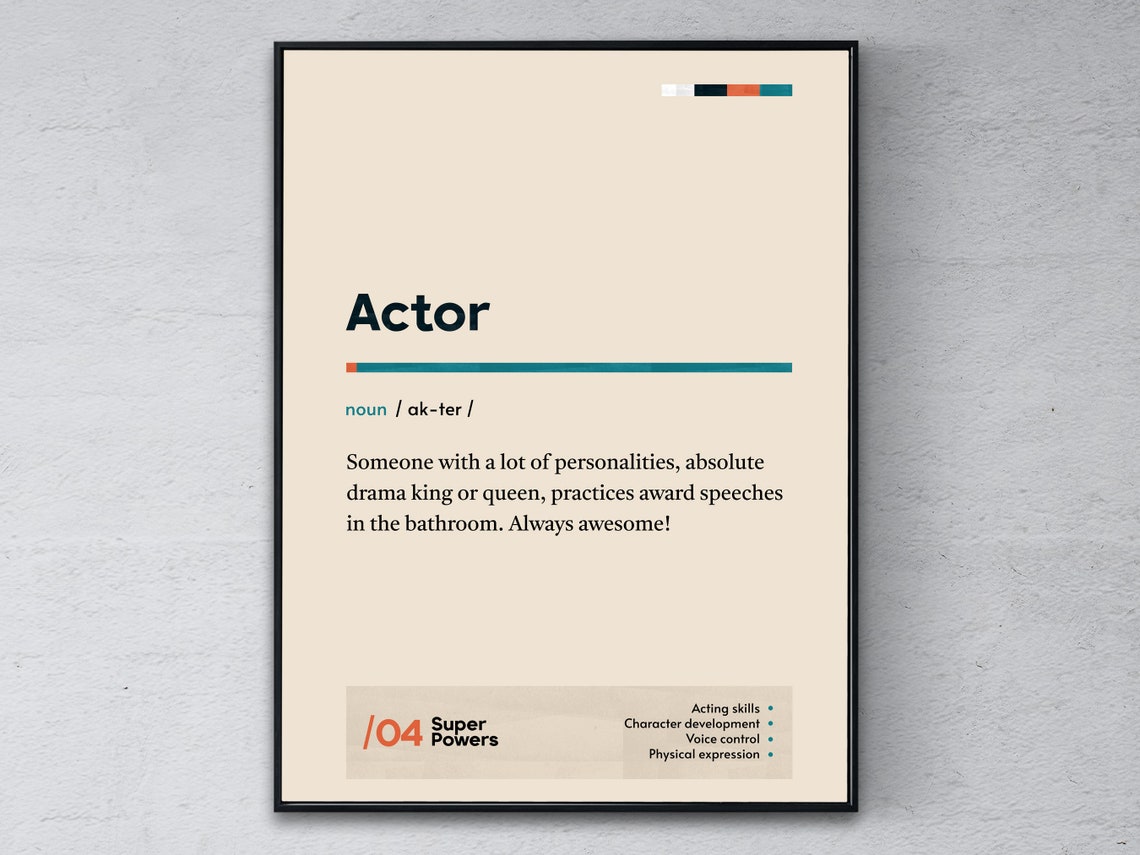 Funny Actor Dictionary Definition Poster for Theater and Stage Gifts