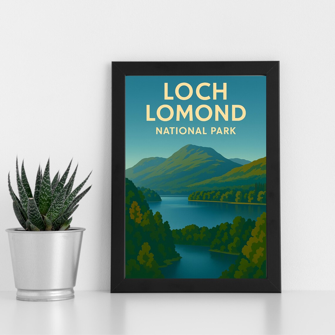 Loch Lomond National Park Vintage Lake Mountain Travel Poster